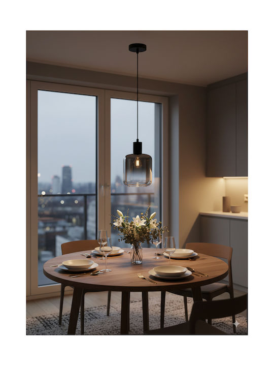 Viokef Adam Pendant Light Black with Socket E27 18cm