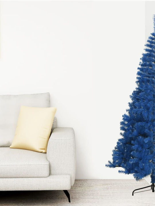 Τεχνητό Μισό Christmas Wall Blue Tree with Metallic Base H210cm