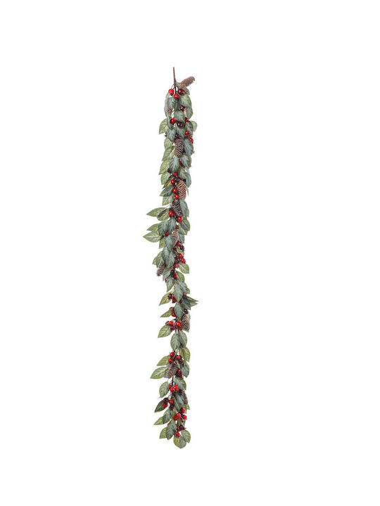 JK Home Decoration Χριστουγεννιάτικη Γιρλάντα Eucalyptus & Berries Στολισμένη Πλαστική Πολύχρωμη 180cm
