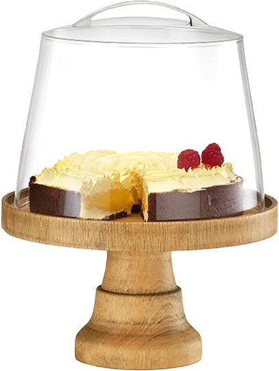 Wooden Cake Stand 25cm with Stand 12cm, Birch with Eco-friendly Oil, (Without Lid) GARIBALDI UWS01-2412