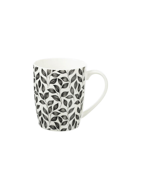Floral Κούπα Κεραμική Μαύρη 330ml