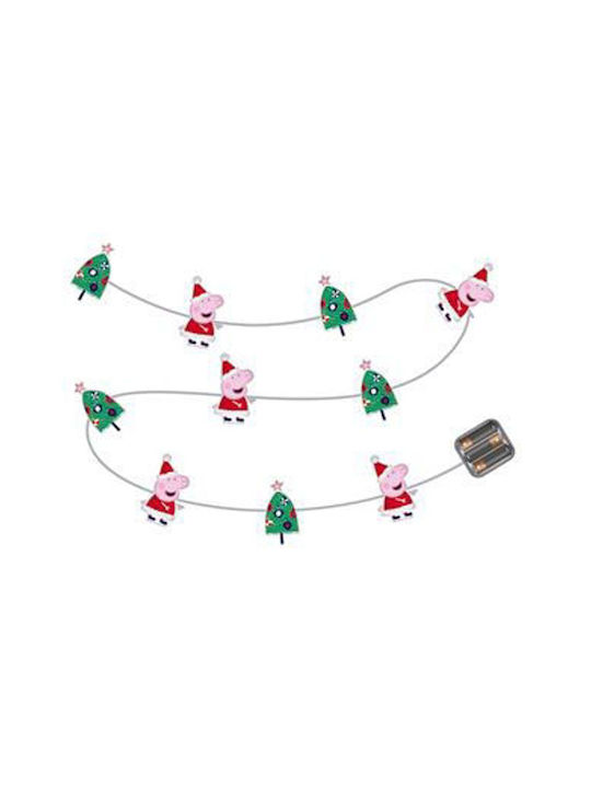 10 Becuri de Crăciun LED Albe în Șir de caractere Peppa Pig Arditex