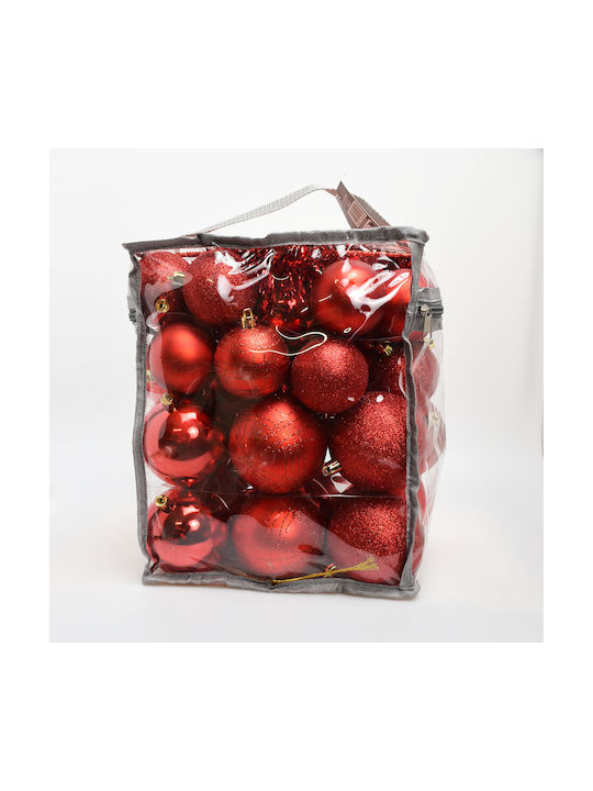 Hängendes Kugel Ornament Ornament Kunststoff Rot Set 52Stück