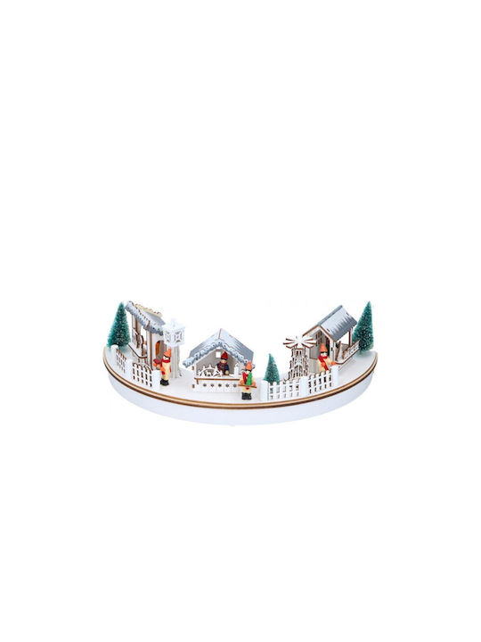 Christmas Illuminated Decorative Wooden Village 40x20x12cm.