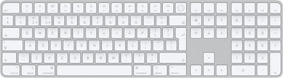 Apple Magic Keyboard With Numeric Keypad Ασύρματο Bluetooth Πληκτρολόγιο Αγγλικό UK Ασημί