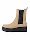 Tara Leather Women's Ankle Boots Platform Beige