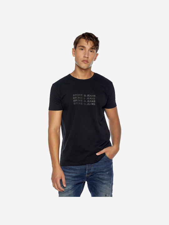 Brokers Jeans Ανδρικό T-shirt Μαύρο με Στάμπα