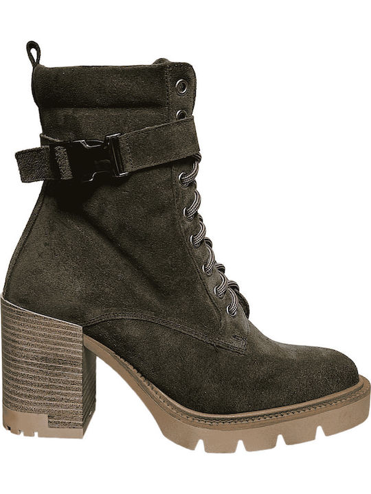 Wildleder Stiefeletten Damen Khaki