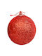 Hängendes Kugel Ornament Ornament Kunststoff Rot mit Glitzer 8cm Set 6Stück