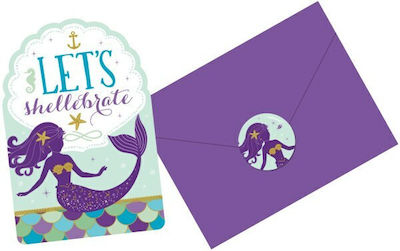 Amscan Invitations Mermaids Mermaid Wishes 491975 8pcs Invitations