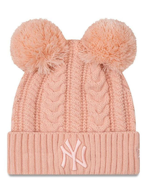 New Era W Pom Pom Beanie Frauen Beanie mit Strickmuster in Rosa Farbe