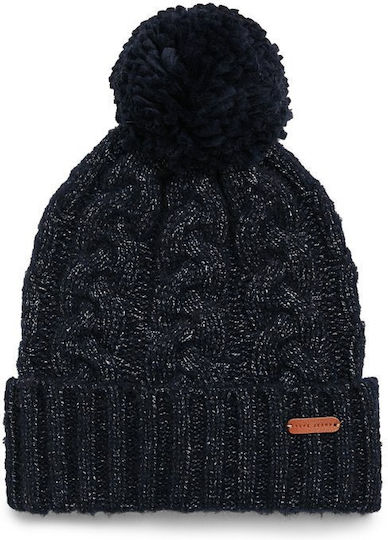 Simone Pom Pom Beanie Frauen Beanie mit Strickmuster in Marineblau Farbe