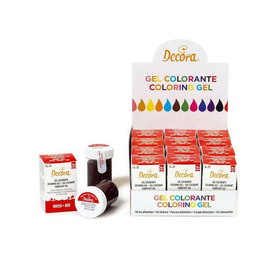 Decora Χρώμα Ζαχαροπλαστικής Gel Κόκκινο 28gr