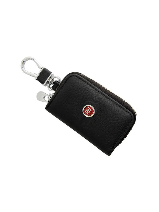 Keyring Leather Black with Keyholder Fiat