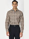 Langärmlig Baumwolle Hemd Blumen Beige