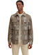 Long Sleeve Overshirt Checked Beige