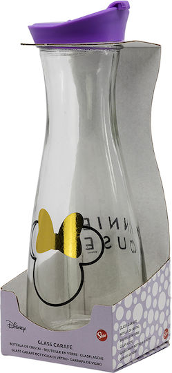 Stor Glass Water Bottle with Screw Cap Minnie Mouse Transparent 900ml ST
