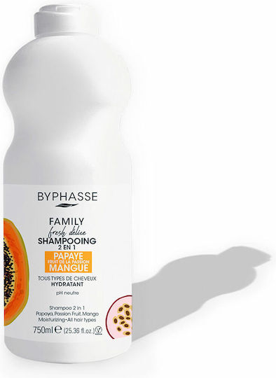 Byphasse Family Fresh Delice Papaya, Passion Fruit & Mango Σαμπουάν Ενυδάτωσης & Λάμψης για Όλους τους Τύπους Μαλλιών 750ml