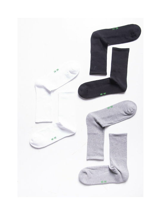 ME-WE Men's Plain Socks White/Black/Grey 3 Pack