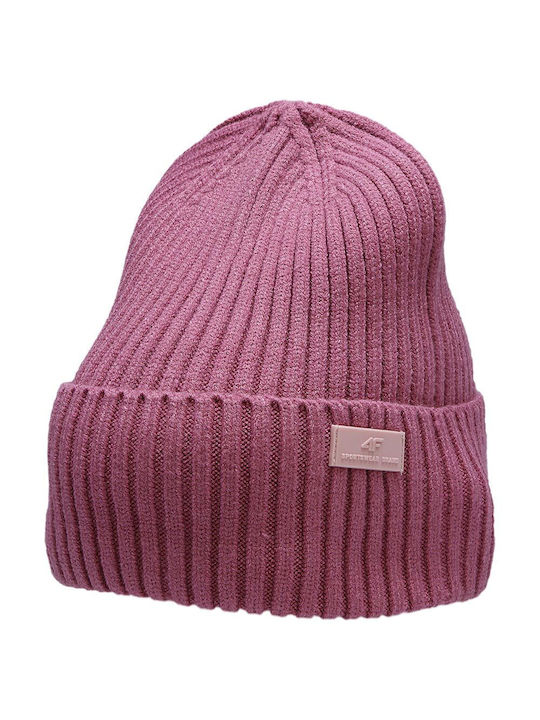 4F Ribbed Beanie Cap Pink H4Z22-CAD004-54S