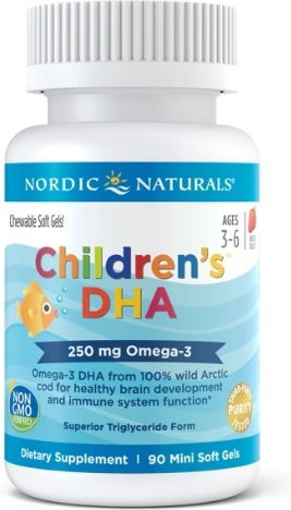 Nordic Naturals Children's DHA Ιχθυέλαιο 250mg 90 μαλακές κάψουλες με γεύση Φράουλα