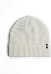 Emerson Beanie Unisex Beanie with Rib Knit in White color