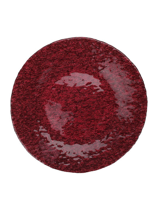 JK Home Decoration Christmas Platter Glass Red D32cm.
