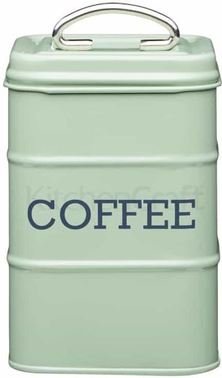 Kitchen Craft Living Nostalgia Coffee Box with Lid Metallic Green 11x11x17cm