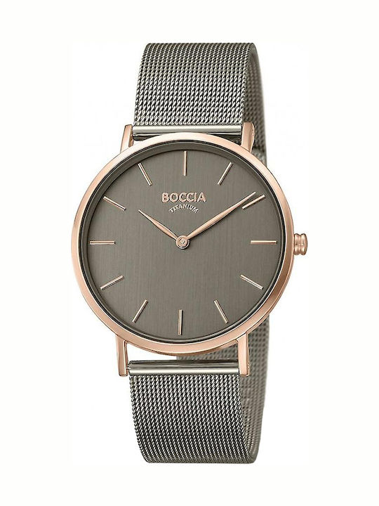 Boccia Damen Uhr mit Gray Metallarmband