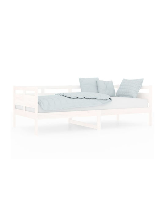 Καναπές Κρεβάτι Μονό από Μασίφ Ξύλο Λευκό για Στρώμα 90x200cm