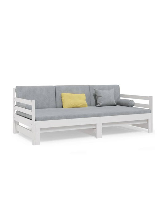 Sofa Bett Einzelbett White mit Tische für Matratze 90x190cm