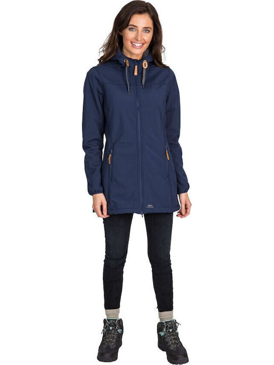 Kristen Women's Long Parka Softshell Jacket Waterproof and Windproof for Winter Navy Blue