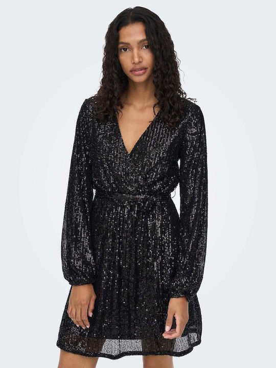 Only Mini Evening Dress Wrap Black