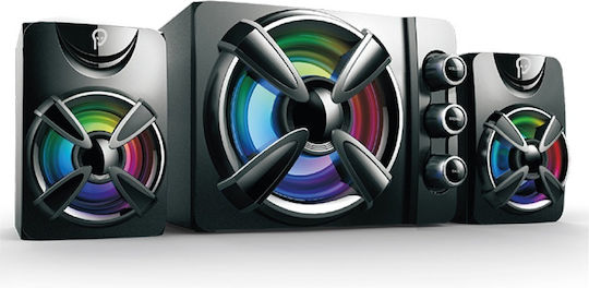Spacer SPB Thunder Ηχεία Υπολογιστή 2.1 με RGB Φωτισμό και Ισχύ 11W Μαύρα