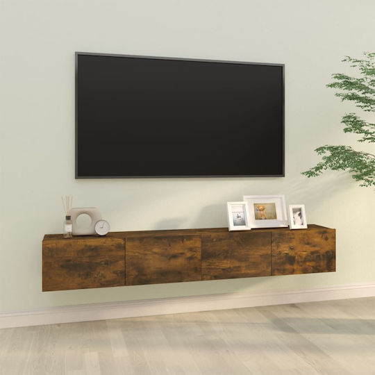Wall-Mounted Living Room Cabinet Made of Smoked Oak Wood 100x30x30cm