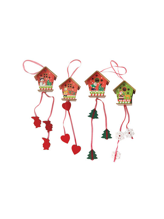 Hängender Weihnachtsbaumschmuck Hütte Holz 6x5cm Verschiedene Designs oder Farben