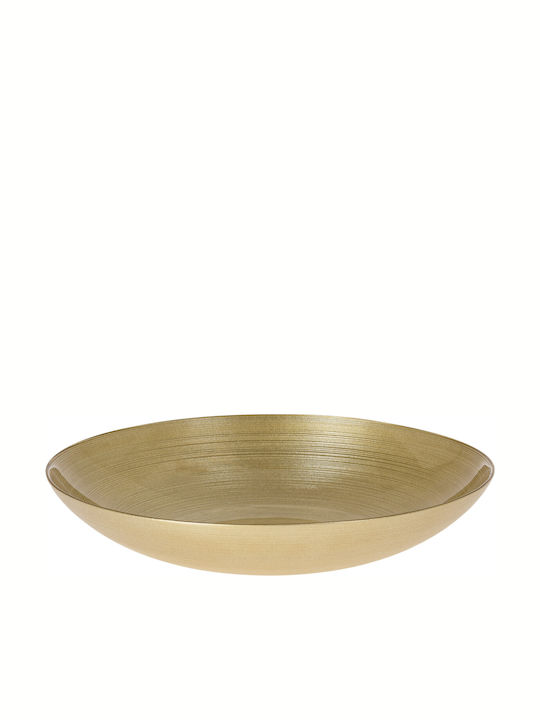 JK Home Decoration Glass Salad Bowl Gold 30x30x6cm