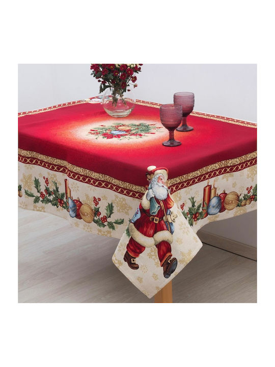 8942 Weihnachts- Tischtuch Stoff Rot B180xL140cm. 1Stück