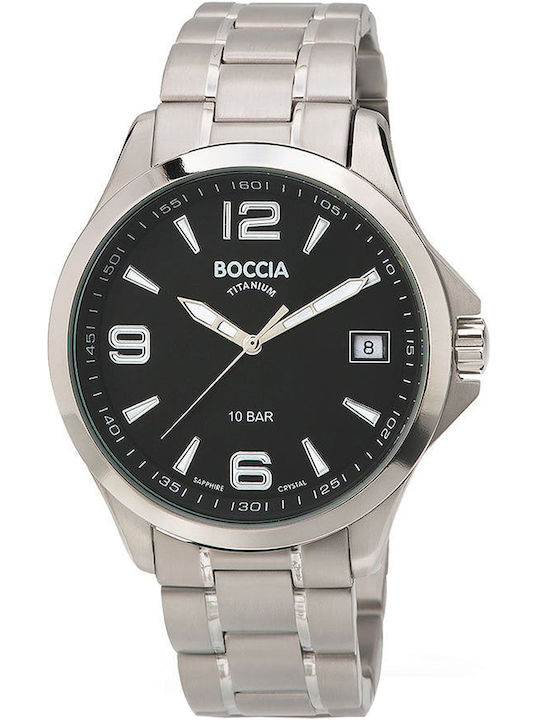 Boccia Ανδρικό Ρολόι 41mm Μπαταρίας με Ασημί Μεταλλικό Μπρασελέ