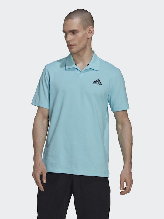 Adidas Clubhouse 3-Bar Herren Sportliches Kurzarmshirt Polo Bliss Blue