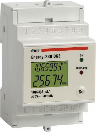 Vemer Vemer Kilowatt Meter for Electric Panel Rail ENERGY-230-D63