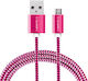 GoGEN Braided USB 2.0 to micro USB Cable Ροζ 1m (MICUSB100MM25)