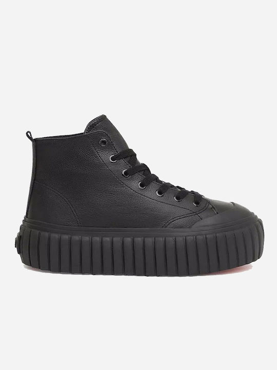 S-Hanami Damen Flatforms Stiefel Schwarz