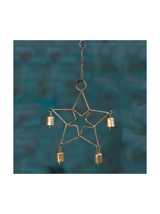 Synchronia Metallic Wall Hanging Decor - Μελωδός Αστέρι με Καμπανάκια 20x20cm SN-