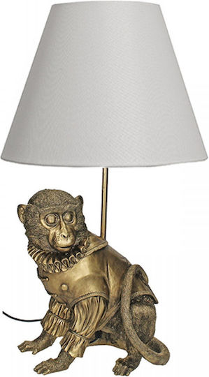 Zaros Plastic Table Lamp for Socket E27 with White Shade and Gold Base