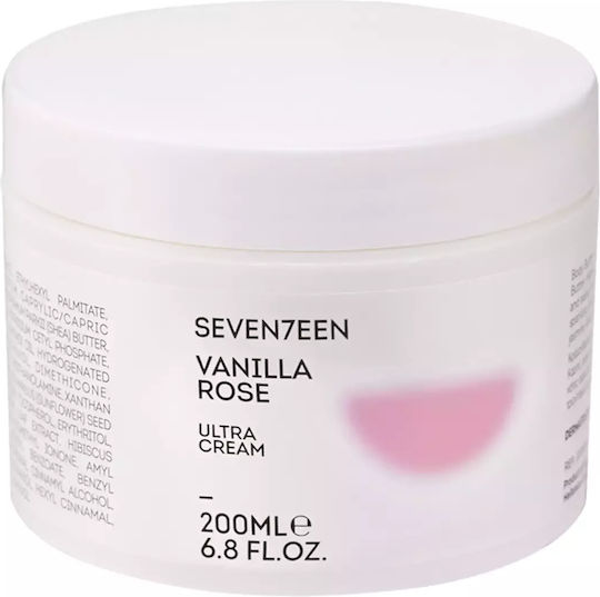 Seventeen Ultra Cream Vanilla Rose Ενυδατική Κρέμα Σώματος με Βούτυρο Καριτέ για Όλες τις Επιδερμίδες 200ml