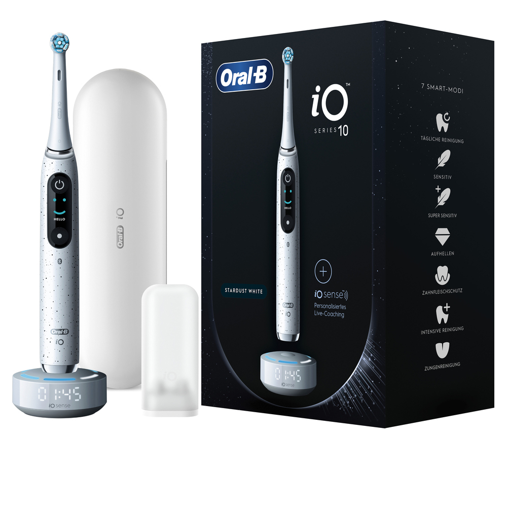 Oral-B iO Series 10 Ηλεκτρική Οδοντόβουρτσα με Χρονομετρητή, Αισθητήρα Πίεσης και Θήκη Ταξιδίου Stardust White