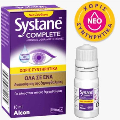 Alcon Systane Complete Οφθαλμικές Σταγόνες Χωρίς Συντηρητικά για Ξηροφθαλμία 10ml