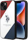 U.S. Polo Assn. Tricolor Embossed Back Cover Synthetic Leather / Silicone Red / White / Blue (iPhone 14 Plus)