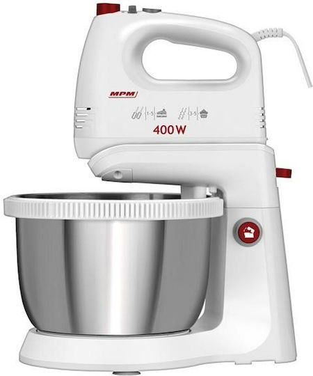MPM Μίξερ με Inox Κάδο 3.5lt Λευκό 400W